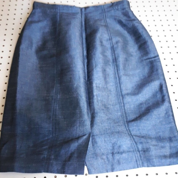 DONCASTER Shimmering Blue Knee Length Skirt Womens Size 6 Linen Blend - Picture 2 of 11